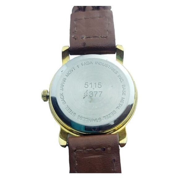 Vintage Ladies WRANGLER Gold Tone Brown Leather Casual Watch New Battery - Picture 4 of 5